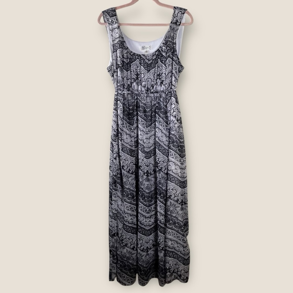 NWOT Soho Apparel Women's Whimsigoth Maxi Dress Black White Dark Floral Size 14W